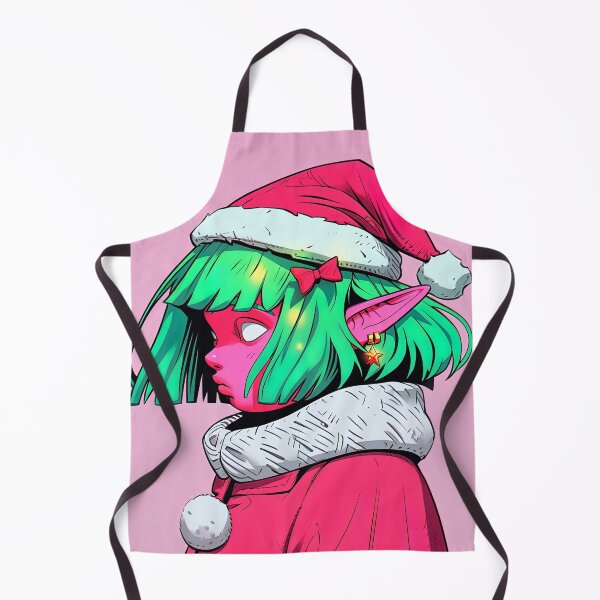 Item preview, Green and Pink Christmas Elf Anime Girl designed and sold by bubblegoth.