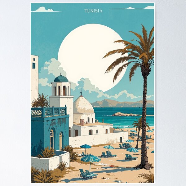 Item preview, Enchanting moonlit coast a majestic portrayal of tunisian designed and sold by ShroomForge.