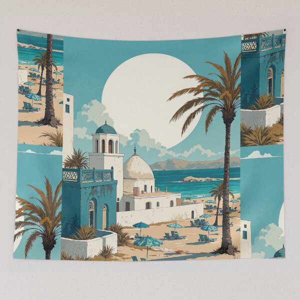 Item preview, Enchanting moonlit coast a majestic portrayal of tunisian designed and sold by ShroomForge.