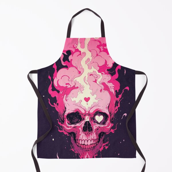 Item preview, Ethereereal heartshaped pink skull amidst whirling flames designed and sold by ShroomForge.