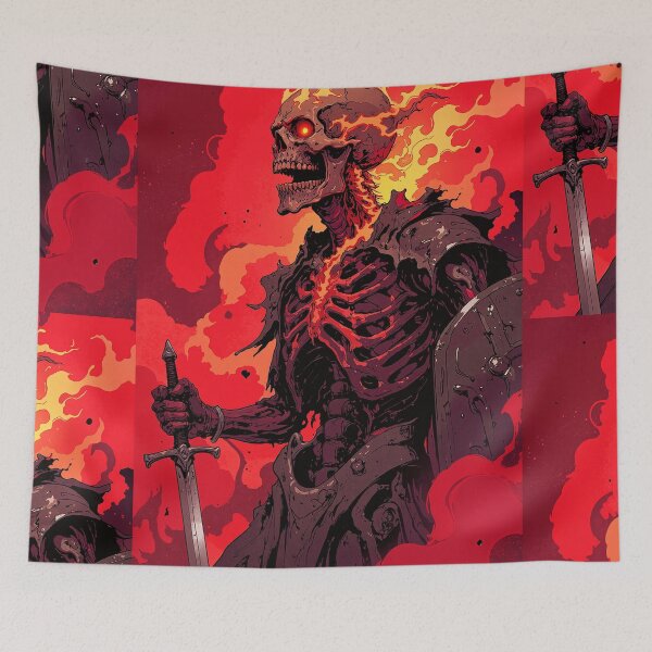Item preview, Ferocity unleashed skeletal warrior in flames designed and sold by ShroomForge.