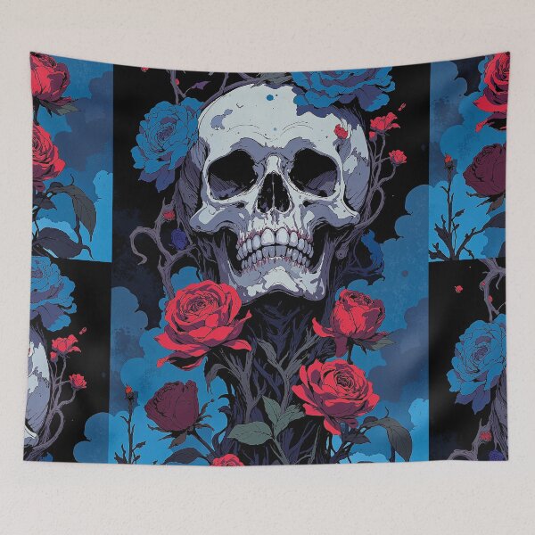 Item preview, Floating skull and roses a vivid encounter in designed and sold by ShroomForge.