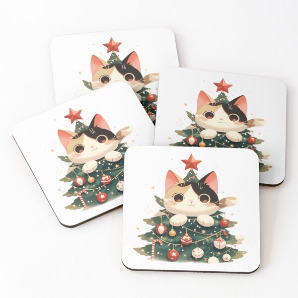 Item preview, Festive Kitty Cat climbing the Christmas tree designed and sold by MendaciousMina.