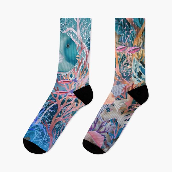 Item preview, Teal Tropical Fish with Coral Reef designed and sold by SandAndChi.