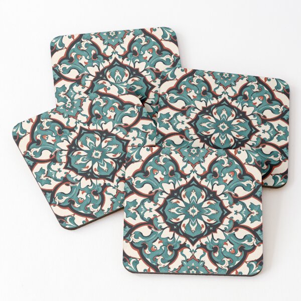 Item preview, Turquoise Geometric Art With Deep Red designed and sold by Ciervo Primavera.
