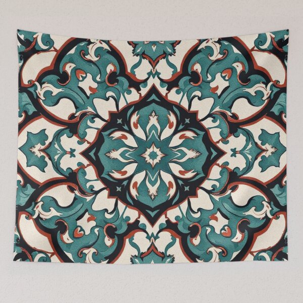 Item preview, Turquoise Geometric Art With Deep Red designed and sold by Ciervo Primavera.