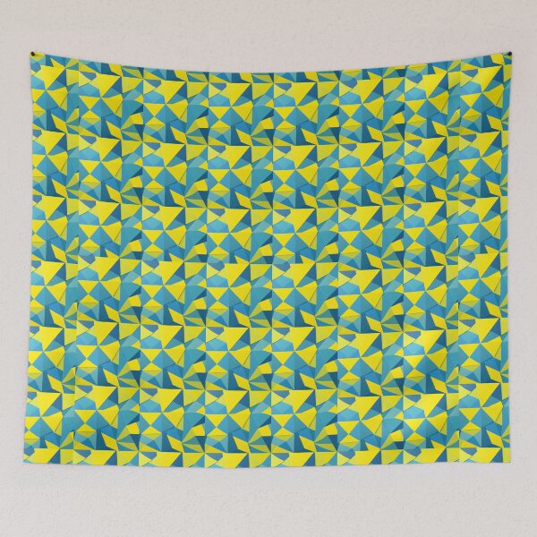 Item preview, Yellow and Blue Geometric Triangle Abstract Art designed and sold by DigitalGemArt.