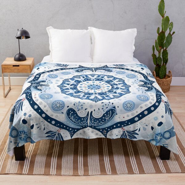 Item preview, Winter Snowflake Mandala: Elegance in Blue and White designed and sold by MandalasShops.