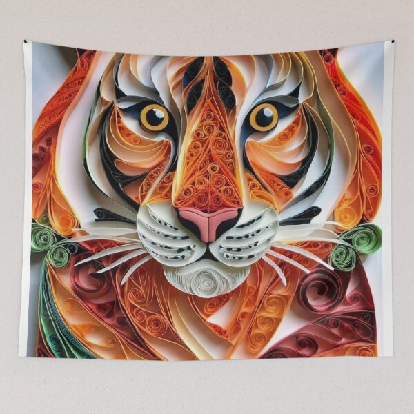 Item preview, Quilled Tiger Artwork - Intricate 3D Paper Effect Design designed and sold by Monascreativeempire.