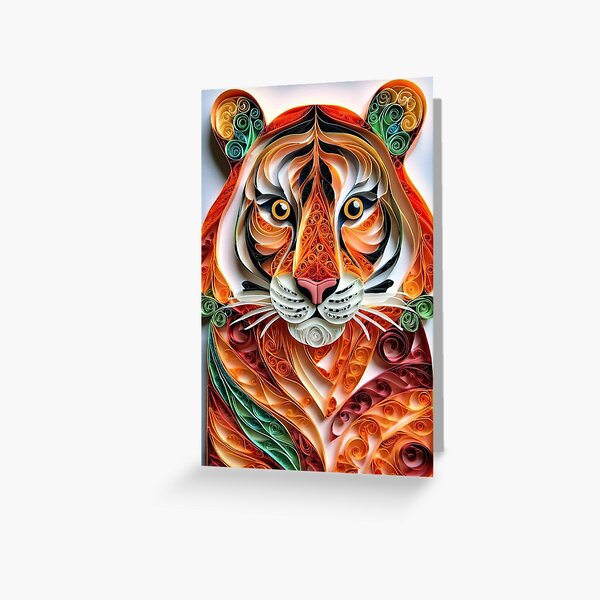 Item preview, Quilled Tiger Artwork - Intricate 3D Paper Effect Design designed and sold by Monadigproducts.