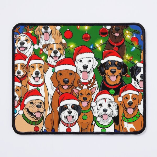Item preview, Festive Pups Gathered Around the Tree designed and sold by FurRealArt.
