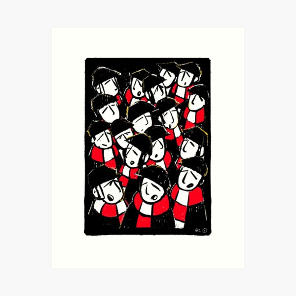 Aperçu de l'œuvre Écharpe de football classique, rétro, pour fans de football, rouge et blanche créée et vendue par GWARTGB.