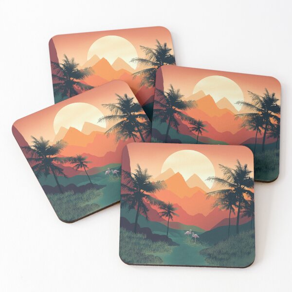 Item preview, Sunset Tropical Landscape Illustration designed and sold by DilaraElizeArt.