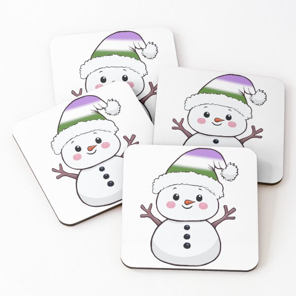 Item preview, Adorable Snowpal wearing an Genderqueer Pride Santa Hat | Genderqueer Pride Holiday Design designed and sold by Travelslightly.