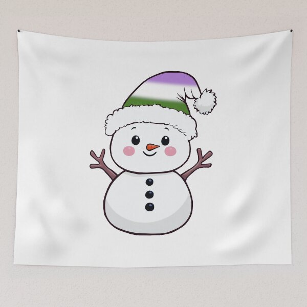 Item preview, Adorable Snowpal wearing an Genderqueer Pride Santa Hat | Genderqueer Pride Holiday Design designed and sold by Travelslightly.
