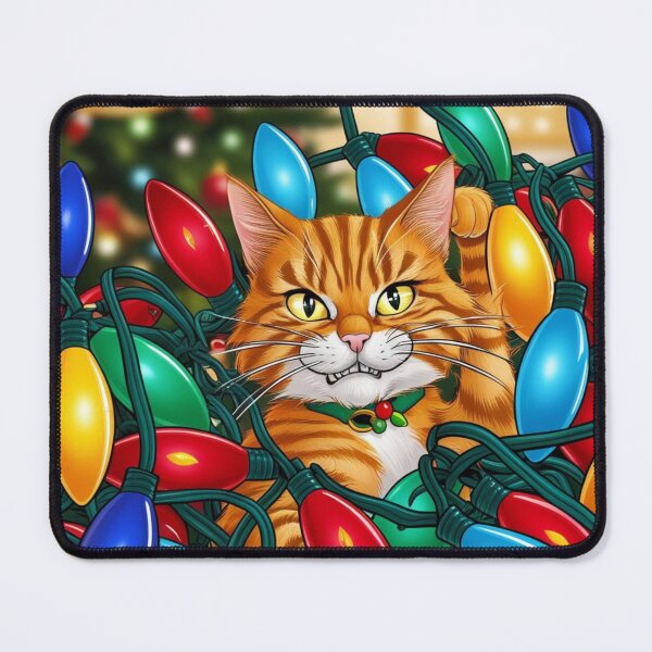 Item preview, Playful Cat in Festive Lights designed and sold by FurRealArt.