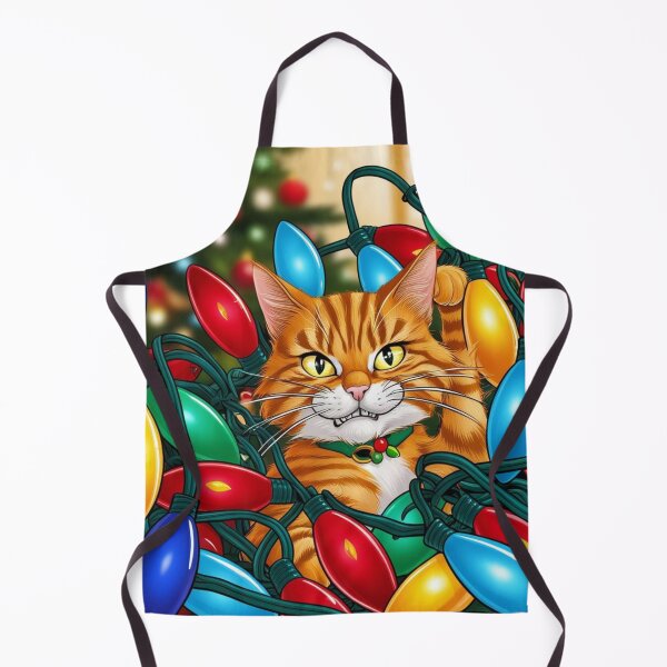Item preview, Playful Cat in Festive Lights designed and sold by FurRealArt.