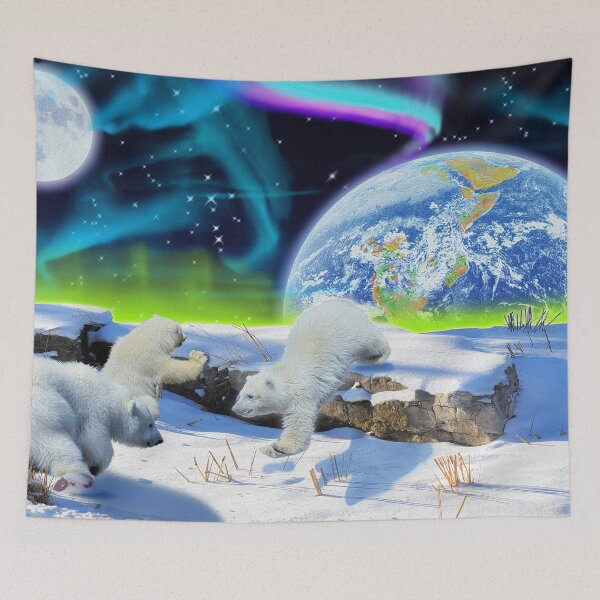 Item preview, Cute Polar Bear Cubs & Aurora designed and sold by Skye Ryan-Evans.