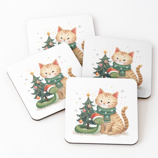 Item preview, snake christmas / cat and snake christmas designed and sold by Krasnovaovaova.