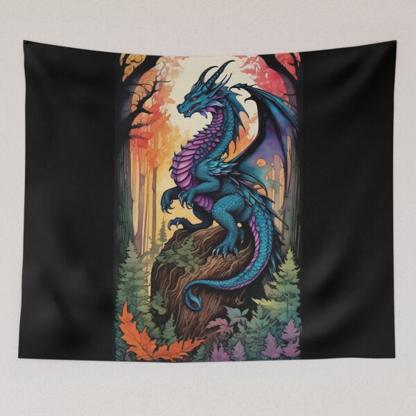 Item preview, Majestic Gothic Dragon: Vivid Watercolor and Fairy Fusion Art No.  005 designed and sold by FaerieFusion.