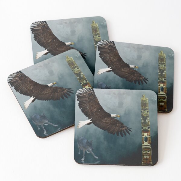 Item preview, Grey Wolf, Eagle & Haida Totem Pole Native Art Theme designed and sold by Skye Ryan-Evans.