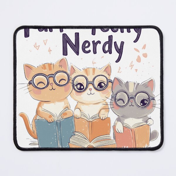 Item preview, Purr-fectly Nerdy Cute Cats with Books Glasses designed and sold by ArtRealms.