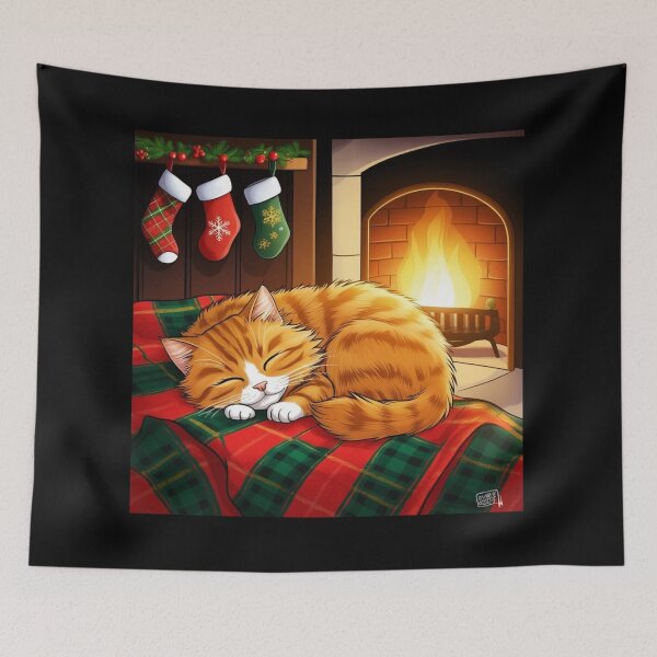 Item preview, Cozy Cat by the Fireplace designed and sold by FurRealArt.