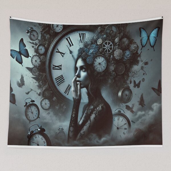 Item preview, AI generated surrealistic woman with clocks designed and sold by AI-this-is-AI.