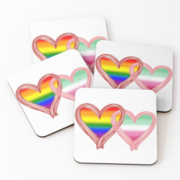 Item preview, Interlocking Pride Hearts – LGBTQ Rainbow Flag and Abrosexual Flag designed and sold by Travelslightly.
