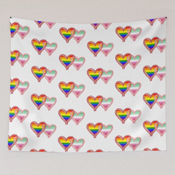 Item preview, Interlocking Pride Hearts – LGBTQ Rainbow Flag and Abrosexual Flag designed and sold by Travelslightly.