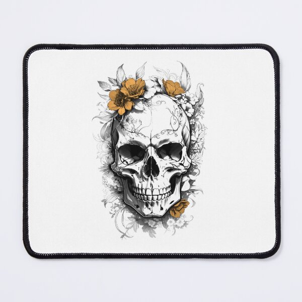 Item preview, Skull with flowers designed and sold by krabbaraban.