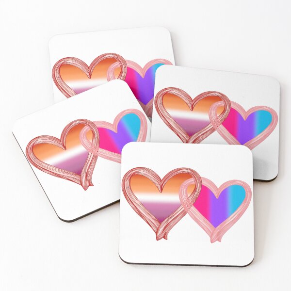 Item preview, Interlocking Pride Hearts – Androgynous Flag and Lesbian Flag designed and sold by Travelslightly.