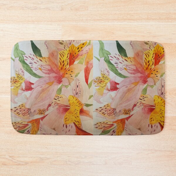 Item preview, Pink and yellow alstroemeria lilies watercolour.  designed and sold by esvb.
