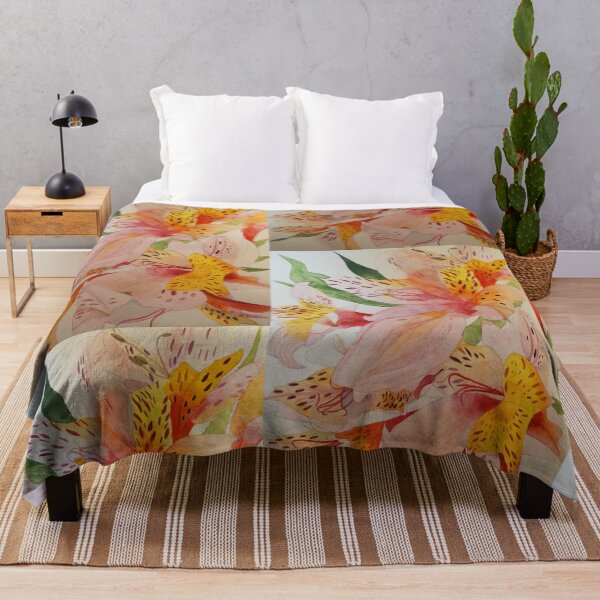 Item preview, Pink and yellow alstroemeria lilies watercolour. designed and sold by esvb.