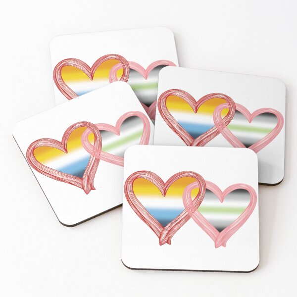 Item preview, Interlocking Pride Hearts – AroAce Flag and Agender Flag designed and sold by Travelslightly.