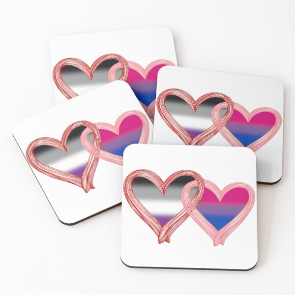 Item preview, Interlocking Asexual Biromantic Pride Hearts – Asexual Flag and Bi Flag designed and sold by Travelslightly.