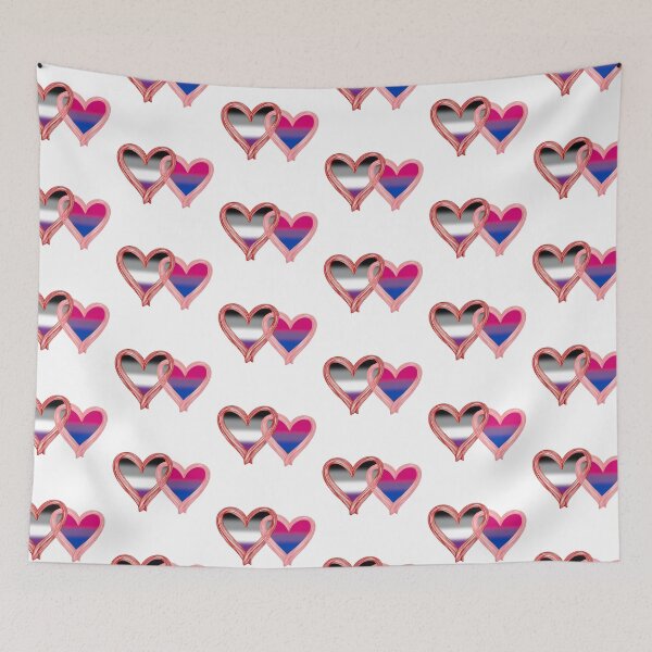 Item preview, Interlocking Asexual Biromantic Pride Hearts – Asexual Flag and Bi Flag designed and sold by Travelslightly.