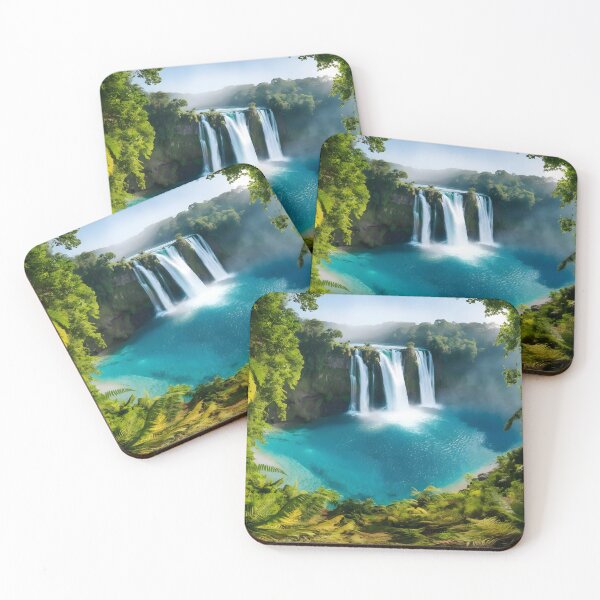 Item preview, waterfall in the green forest or green jungle 3 designed and sold by AA-designstore.