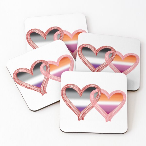 Item preview, Interlocking Asexual Lesbian Pride Hearts – Asexual Flag and Lesbian Flag designed and sold by Travelslightly.
