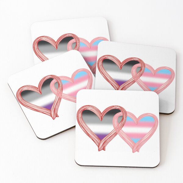 Item preview, Interlocking Asexual Trans Pride Hearts – Asexual Flag and Transgender Flag designed and sold by Travelslightly.