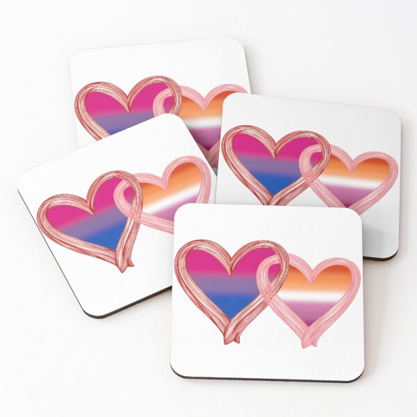 Item preview, Interlocking Biromantic Lesbian Pride Hearts – Bisexual Flag and Lesbian Flag designed and sold by Travelslightly.