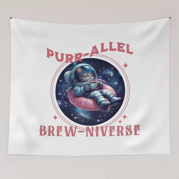 Item preview, Parallel Universe Space Cat Cozy Coffee Cosmic Brew designed and sold by SamSupershirt.