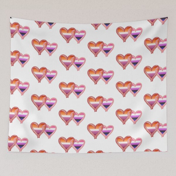 Item preview, Interlocking Genderfluid Lesbian Pride Hearts – Genderfluid Flag and Lesbian Flag designed and sold by Travelslightly.