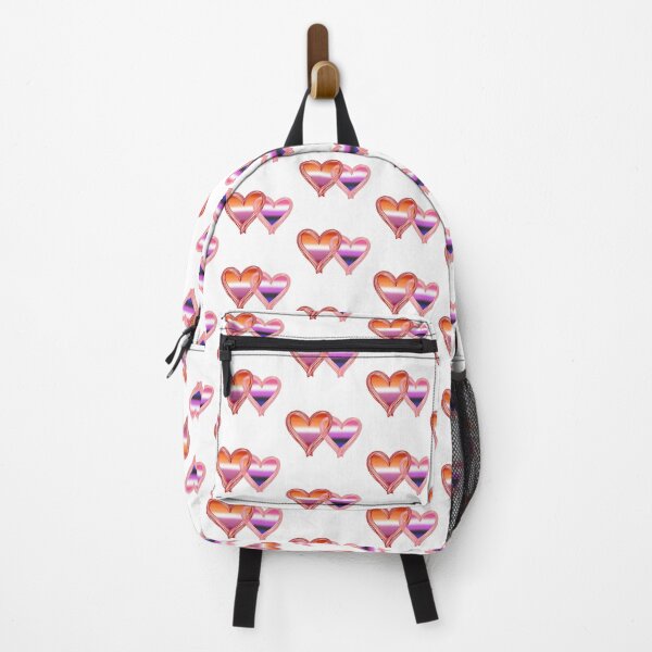 Item preview, Interlocking Genderfluid Lesbian Pride Hearts – Genderfluid Flag and Lesbian Flag designed and sold by Travelslightly.