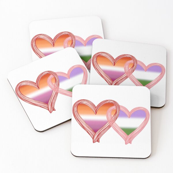 Item preview, Interlocking Genderqueer Lesbian Pride Hearts – Genderqueer Flag and Lesbian Flag designed and sold by Travelslightly.