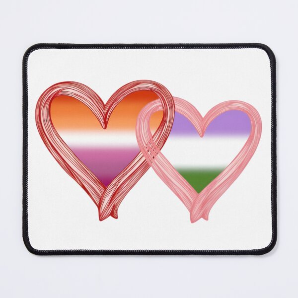 Item preview, Interlocking Genderqueer Lesbian Pride Hearts – Genderqueer Flag and Lesbian Flag designed and sold by Travelslightly.