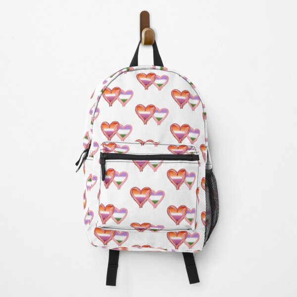 Item preview, Interlocking Genderqueer Lesbian Pride Hearts – Genderqueer Flag and Lesbian Flag designed and sold by Travelslightly.