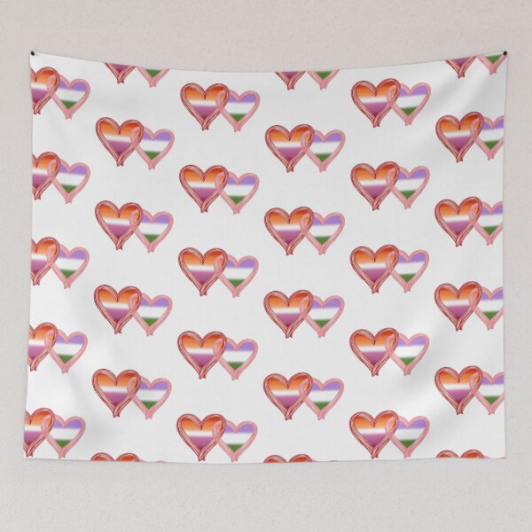 Item preview, Interlocking Genderqueer Lesbian Pride Hearts – Genderqueer Flag and Lesbian Flag designed and sold by Travelslightly.