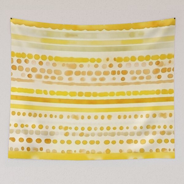 Item preview, Yellow Butter Cream Wide Watercolor Stripes & Dots designed and sold by darkskydelights.