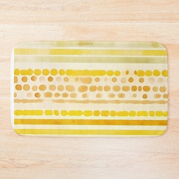 Item preview, Yellow Butter Cream Wide Watercolor Stripes & Dots designed and sold by darkskydelights.